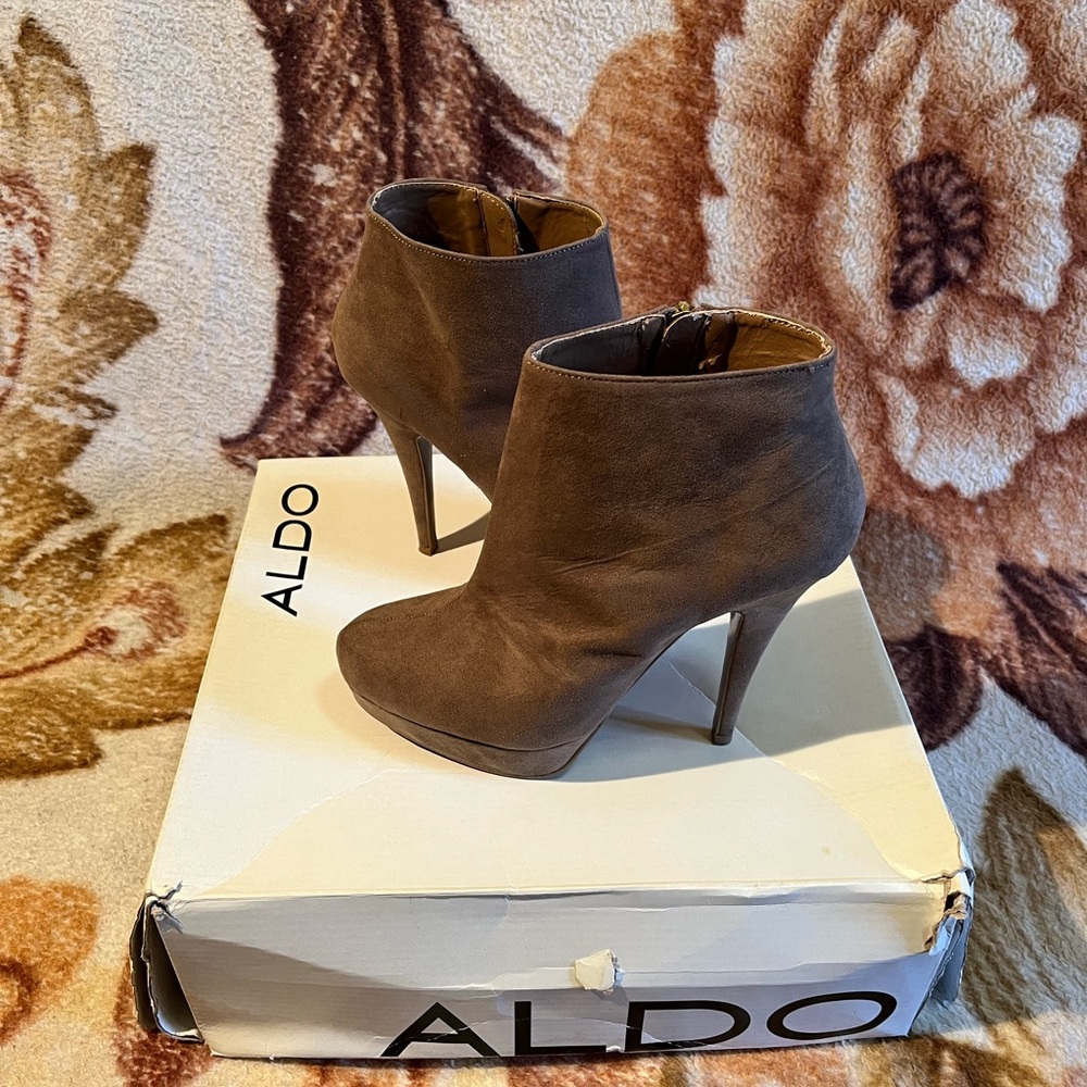 ALDO Brown Suede Stiletto Ankle Boots